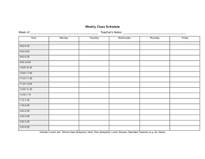 Weekly Class Schedule Sample Template
