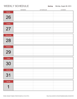 Weekly Schedule Excel Template