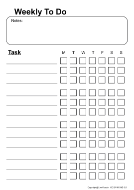 Weekly Task Schedule With Notes Template