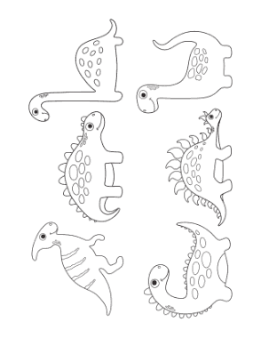 Free Download PDF Books, Cute Dinos For Preschoolers 3 Dinosaur Coloring Template