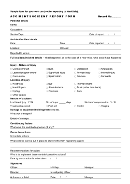 Accident Incident Reporting Form Template