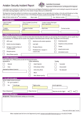 Aviation Security Incident Report Template