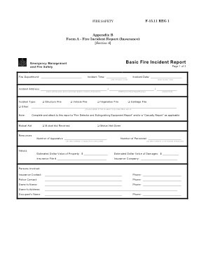 Basic Fire Incident Report Template