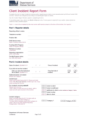 Client Incident Report Form Template