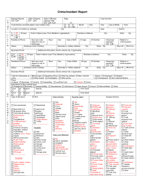 Crime Incident Report Sample Template