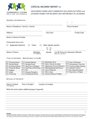 Critical Incident Report Sample Template