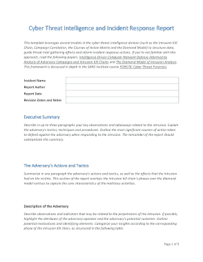 Cyber Threat Incident Response Report Template