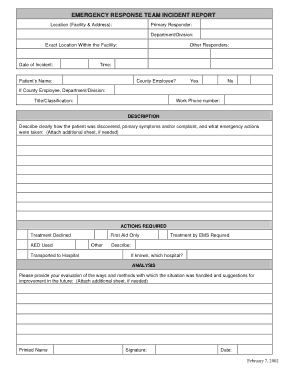 Emergency Response Incident Report Template