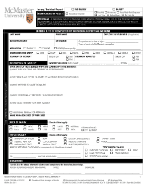Employee Injury Incident Report Template