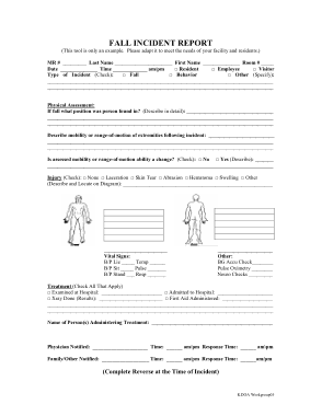 Fall Incident Report Example Template