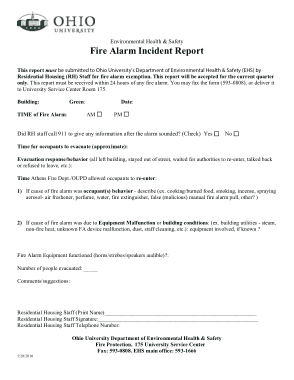 Fire Alarm Incident Report Template