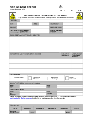 Fire Incident Report Format Template