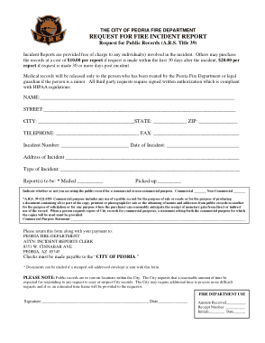 Fire Incident Report Request Form Template