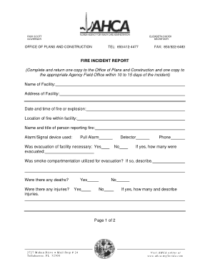 Fire Incident Report Sample Template