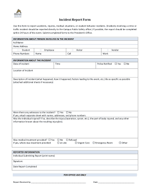 Free Blank Incident Report Form Template