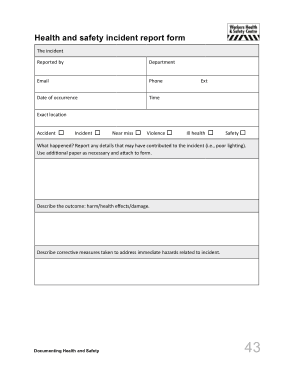 Health and Safety Incident Report Form Template