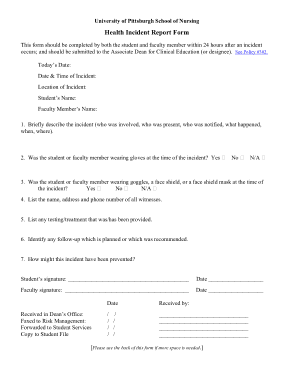 Health Incident Report Form Template