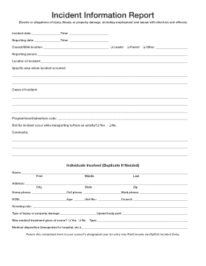 Incident Information Report Form Template