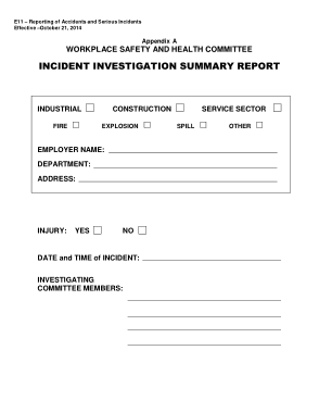 Incident Investigation Summary Report Example Template