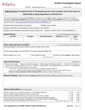 Incident Preliminary Investigation Report Form Template