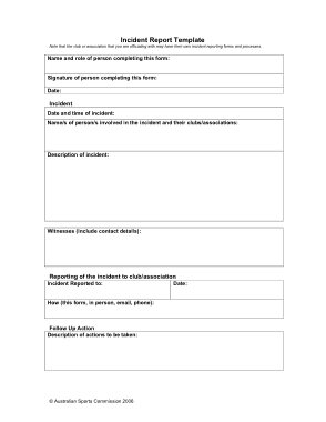 Incident Report Blank Template