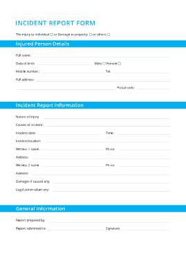 Incident Report Form Sample Template