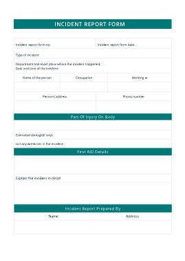 Incident Report Sample Form Template