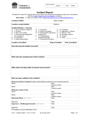 Industry Incident Report Form Template