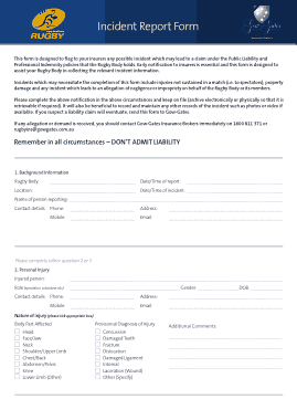 Insurance Incident Reporting Form Template