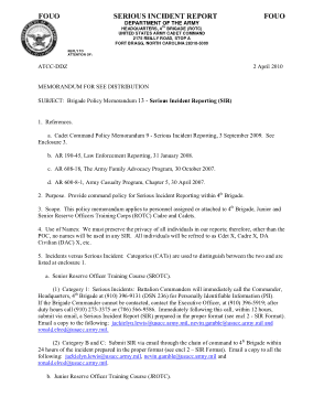 Military Incident Report Example Template