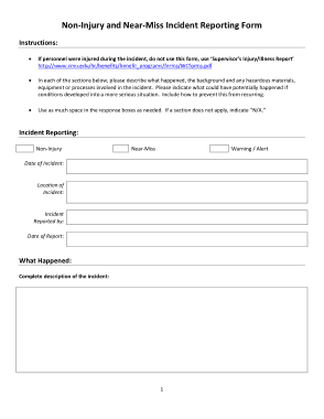 Non Injury Incident Reporting Form Template