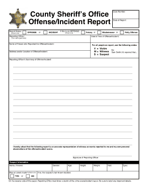 Offence Incident Report Template