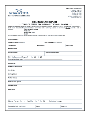 Office Fire Incident Report Template