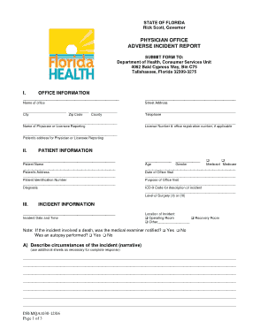 Physician Office Incident Report Template