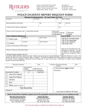 Police Incident Report Request Form Template