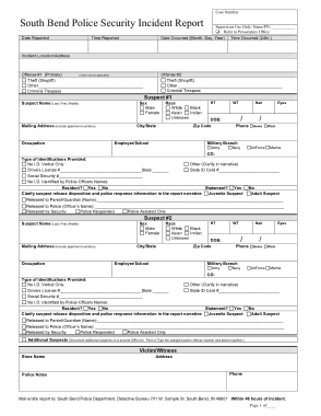 Police Security Officer Incident Report Template