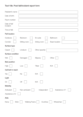 Post Fall Incident Report Template