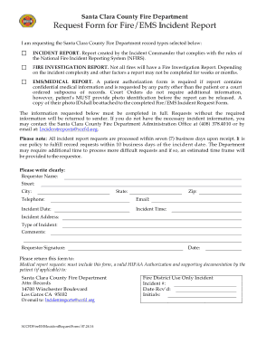 Request Form for Fire EMS Incident Report Template