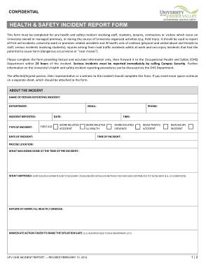 Safety Incident Report Form Template