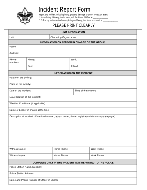 Sample Incident Report Form Template