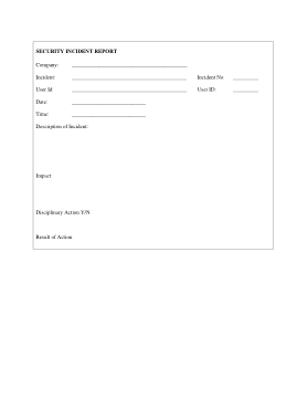 Security Incident Report Form Sample Template