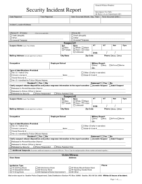 Security Incident Reporting Form Template