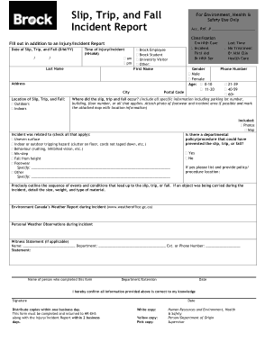 Slip Trip and Fall Incident Report Template