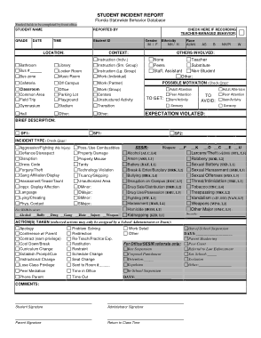 Student Fight Incident Report Template
