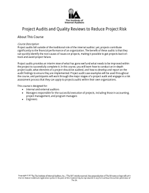 Project Audits and Quality Reviews to Reduce Project Risk Template