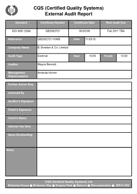 Quality System Audit Report Template