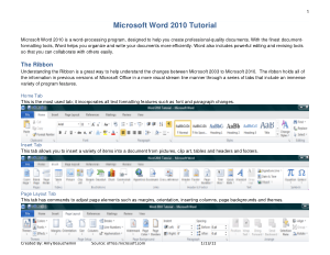 Microsoft Word 2010 Tutorial