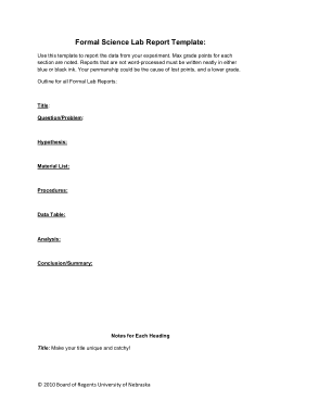 Formal Science Lab Report Template
