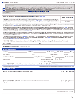 Driver Medical Examination Report Form Template