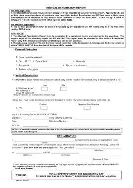 Medical Examination Report Form Template